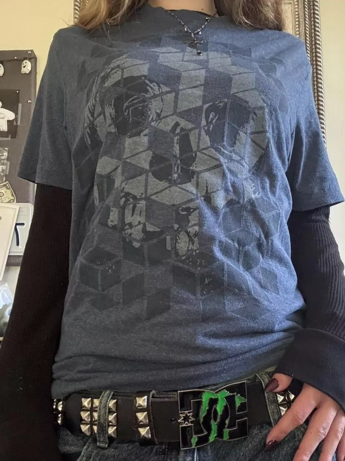 Skull Graphic Round Neck Long Sleeve T-Shirt