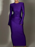 Ruched Long Sleeve Bodycon Maxi Dress