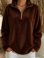 Full Size Quarter-Zip Fleece Sweatshirt Plus Size