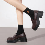 Round Toe Block Heels Loafers