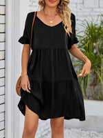 Ruffled Sleeve Tiered Mini Dress
