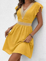 V-Neck Ruffle Sleeve Mini Dress