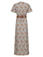 Full Size Printed V-Neck Short Sleeve Maxi Dress Plus Size