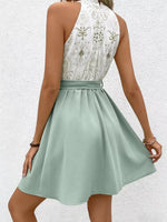 Sleeveless Tie Waist A-Line Dress
