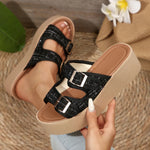 Double Buckle Platform Sandals