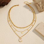 18K Gold-Plated Moon Three-Layered Necklace