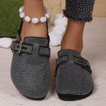 Rhinestone Buckle Accent Slip-Ons