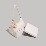 Crescent Shoulder Bag with Teddy Bear Charm