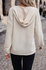 Drawstring Half Button Dropped Shoulder Hoodie