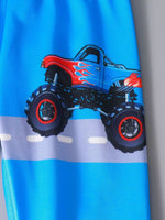 Children's Cartoon Truck Graphic Hoodie & Pants Set