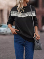 Fringe Trim Crew Neck Sweatshirt