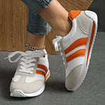 Striped Contrast Mesh Lace Up Sneakers