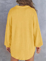 Casual Waffle Knit Button Detail Blouse