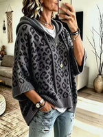 Drawstring Leopard Hooded Sweater