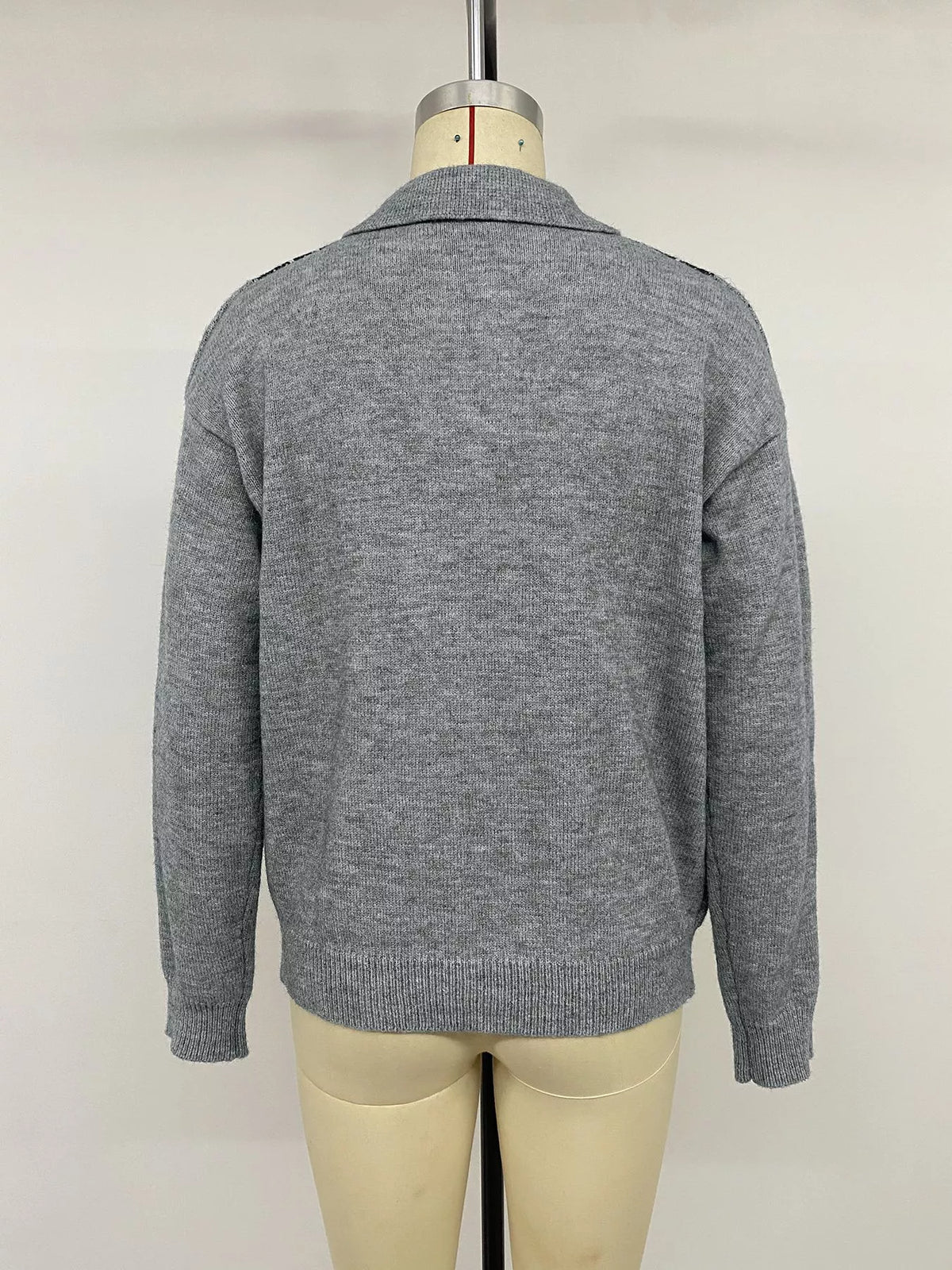 Argyle Patterned Polo Collar Sweater