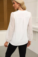 Notched Balloon Sleeve Blouse