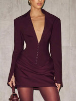 Full Size Blazer-Style Long Sleeve Mini Dress Plus Size