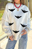 Halloween BOO & Bat Printed Reversible Mock Neck Sweatshirt
