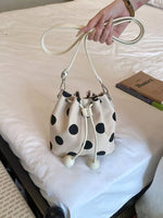 Polka Dot Drawstring Bucket Crossbody Bag