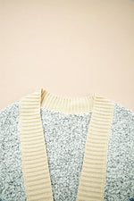 Color Block Side Pockets Open Front Cardigan
