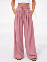 Full Size High-Waisted Wide-Leg Pleated Pants Plus Size