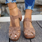 Cutout Block Heels Sandals