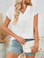 V-Neck Cap Sleeve Blouse