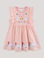 Children's Embroidered Bunny Ruffle Sleeve Dress