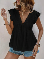 Ruffle Sleeve V-Neck Blouse