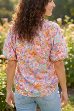 Floral Print Puff Sleeve Blouse