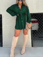 Full Size Button-Down Mini Shirt Dress Plus Size