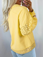 Eyelet Lace Detail Snap Down Sweatshirt