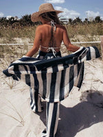 Striped Crochet Knit Shirt and Pants Set