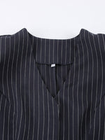 Striped Blazer & Mini Skirt Set with Neck Tie