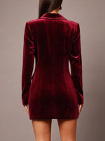 Velvet Double-Breasted Blazer Dress