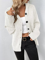 Full Size Cozy Knit Hooded Button-Down Cardigan Plus Size