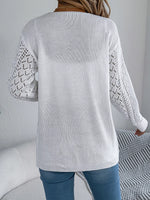 Openwork Open-Front Long Sleeve Cardigan