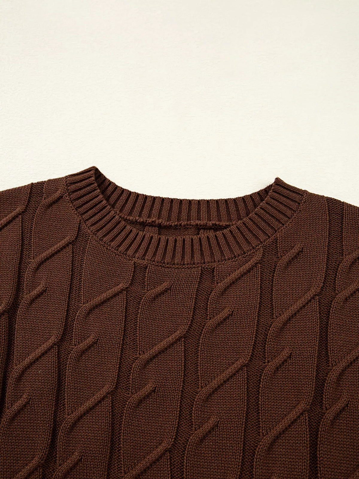 Cable Texture Crew Neck Short Sleeve Sweater Top