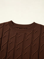 Cable Texture Crew Neck Short Sleeve Sweater Top