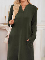 Casual Ribbed Knit Long Sleeve Dress