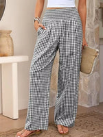 Gingham Wide-Leg Pants
