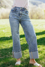 Cuffed Straight Loose Jeans