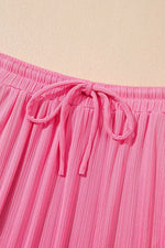 Ruffle Trim Round Neck Top and Drawstring Skirt Set