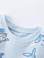 Children's Shark Print Short Sleeve Top and Shorts Set