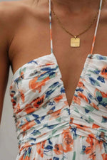Floral Halter Neck Tiered Maxi Dress