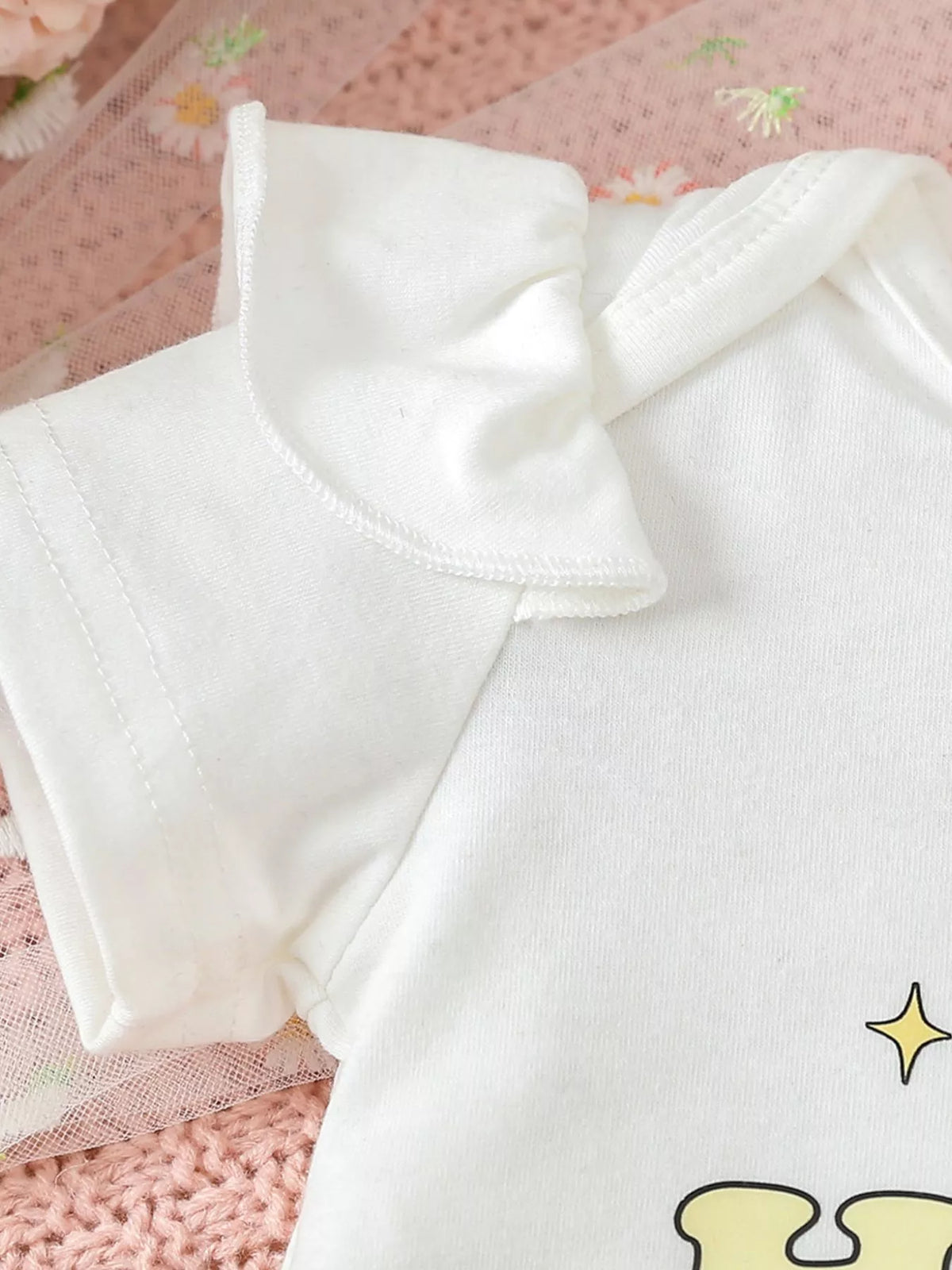 Children's Ruffled Short Sleeve Bodysuit and Shorts Set with Headband