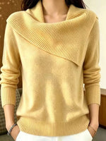 Full Size Asymmetric Ribbed Collar Sweater Plus Size