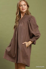 Umgee Textured Puff Sleeve Mini Dress