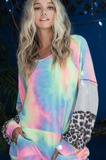 BiBi Tie Dye French Terry Sweatshirt with Contrast