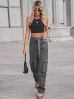 High-Waisted Multi-Pocket Cargo Jeans